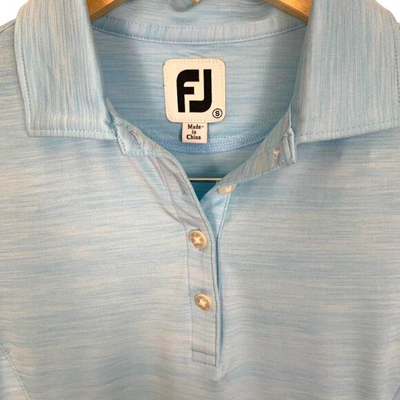 FootJoy Light Blue & White Heather 4 Button with Collar Ladies SS Golf P… - Picture 3 of 7
